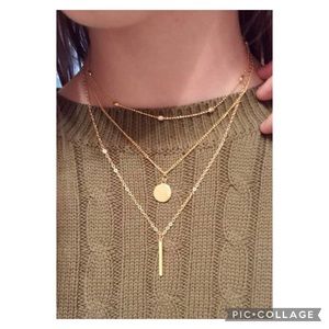 3pc gold colored necklaces with pendants